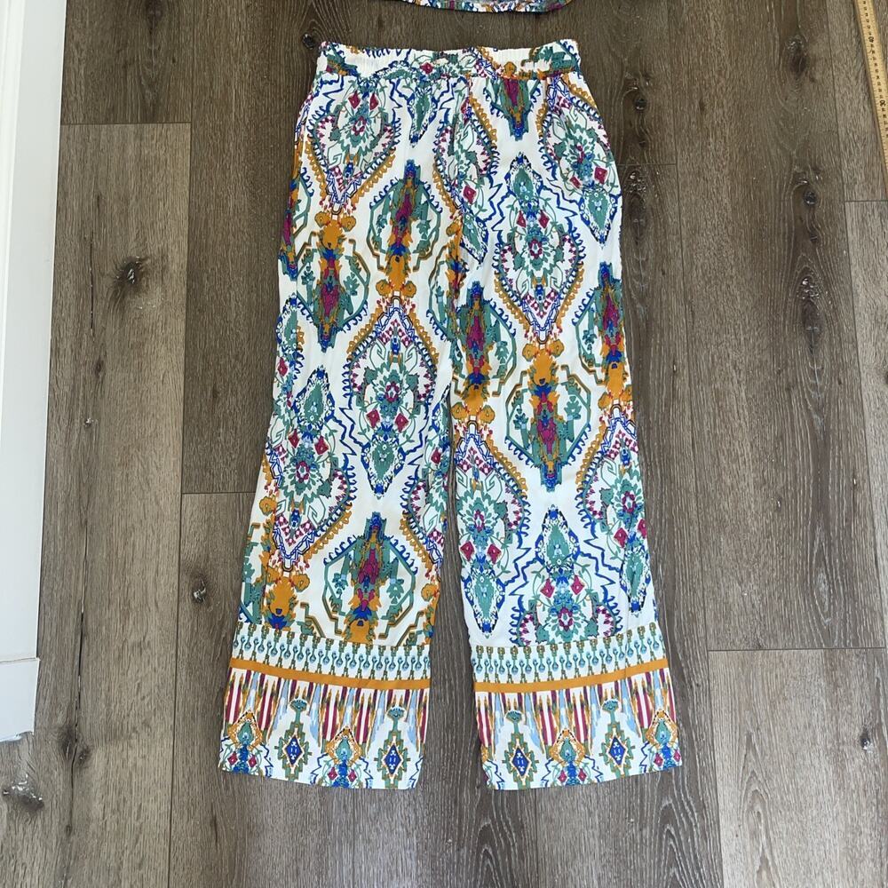 Christian Siriano 2 Piece Resort Set Pull On Pants Crop Blouse Aztec Travel NEW - Picture 10 of 13